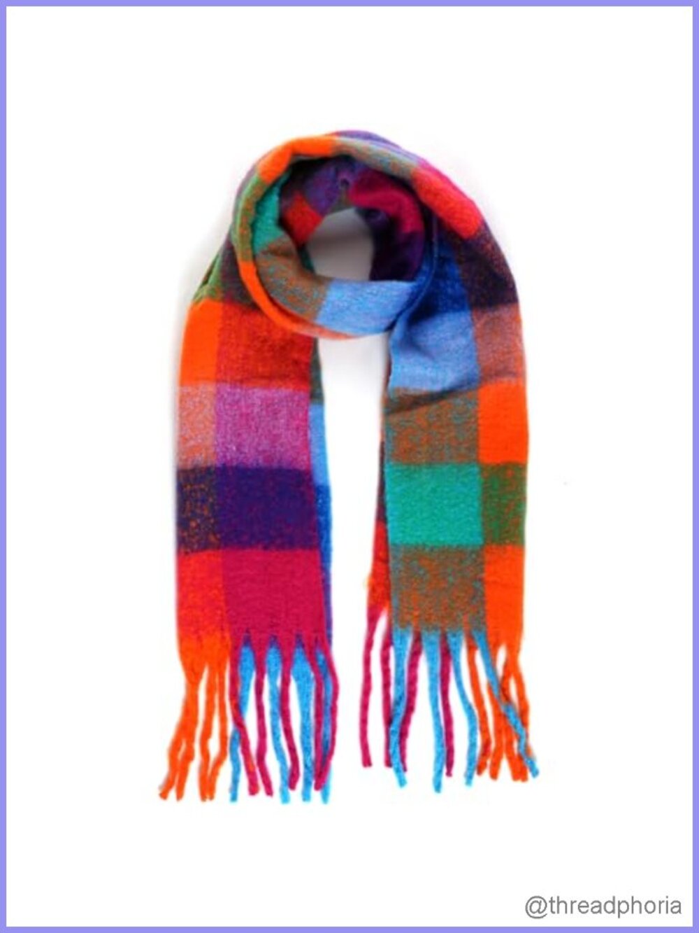 Oversized Chunky Plaid Scarf Wrap Thick Knit Winter Tassel Shawl Blanket Scarf